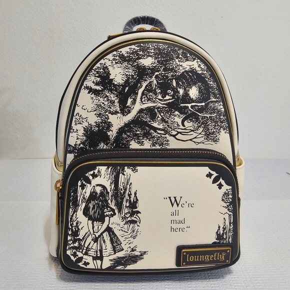 Loungefly Disney Alice In Wonderland We're All Mad Here Backpack and Wallet BNWT - Picture 5 of 9